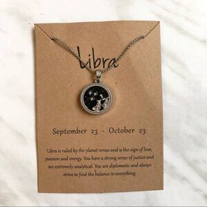 🎉 New Libra Zodiac Silver Pendant Necklace